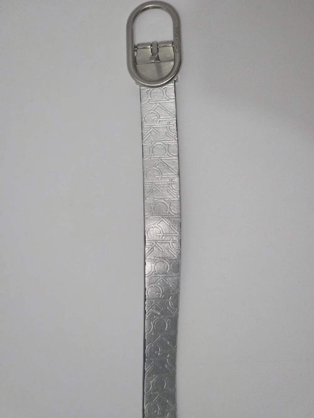 Calvin Klein CK Silver Monogram Belt Women’s Fashion Buckle Fair Condition